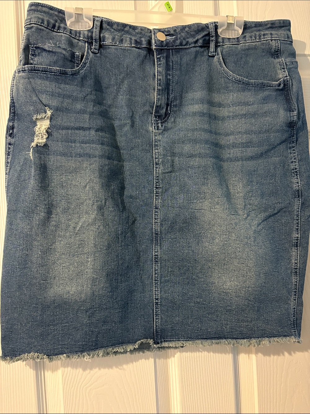 Allegra K Light Blue Distressed Denim Mini Skirt